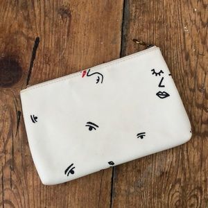 Madewell Small Zip Pouch Faces Eyes Natural